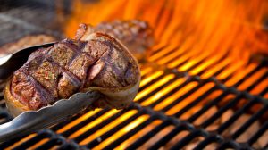 seared steak on grill