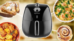 Air fryer with breakfast foods