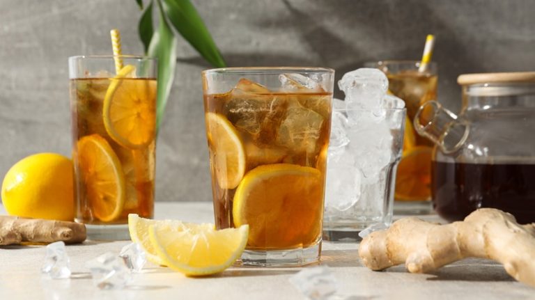 Arnold Palmer drink with fresh ginger