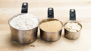 Measuring cups filled with ingredients