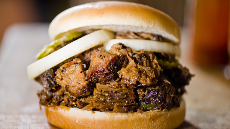 Chopped brisket sandwich