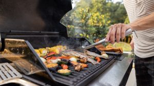 grilled vegetables and meat