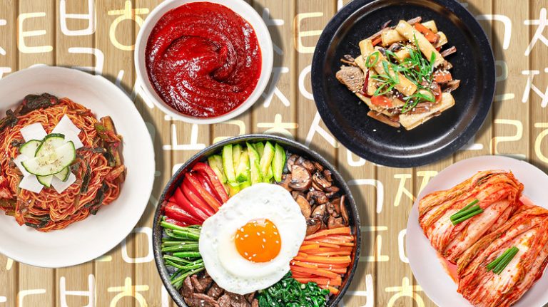 Traditional Korean food on a table