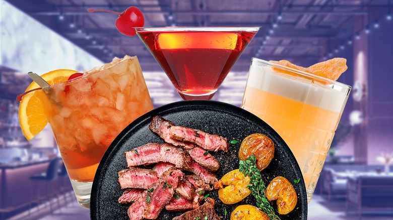 Steak dinner with cocktails